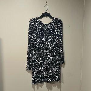Seraphine Black and White Leopard Print Long Sleeve Maternity Dress